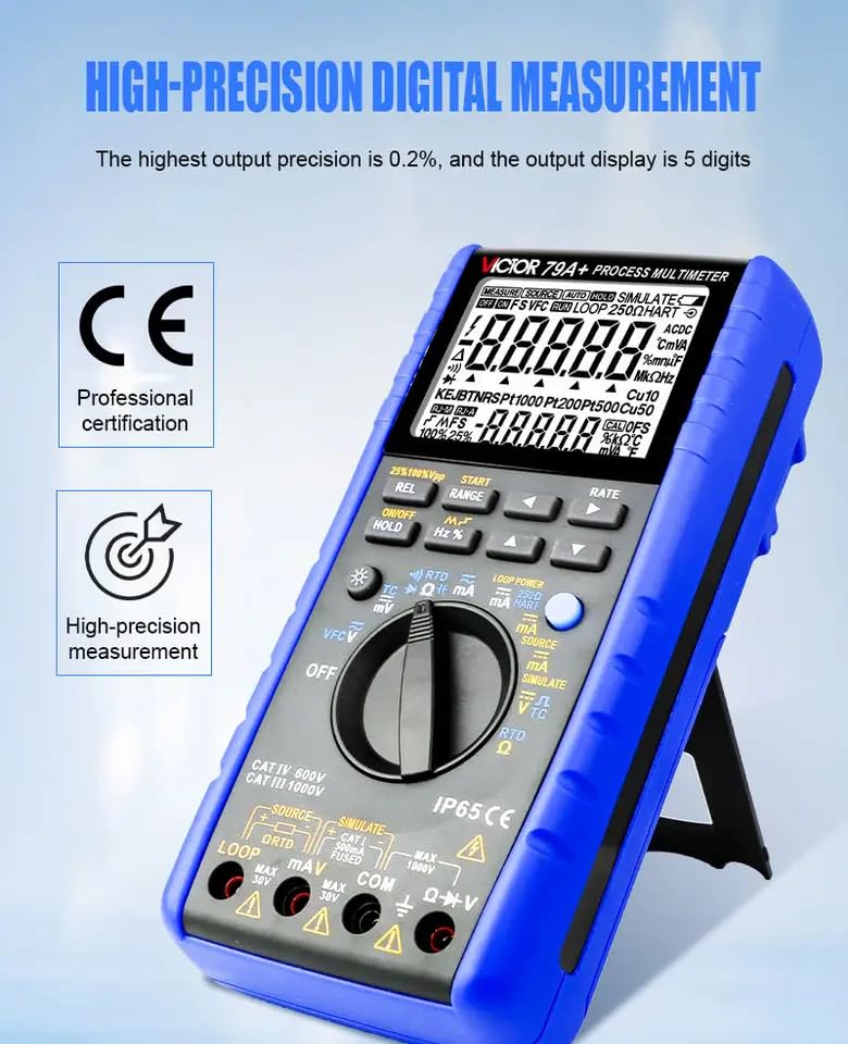 Victor/RuoShui 79A+ Digital Multimeter Dual Color Plastic Mold Shell Design and Compliance with IP65 dust and Waterproof Grade(Victor 79A+)