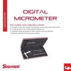 Starrett Micrometer Depth Gage with Half Base, 0-3" Range