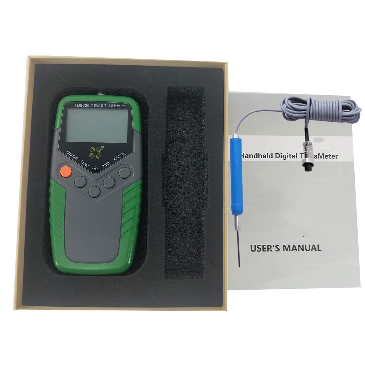 Handheld Gauss Meter Surface Magnetic Field Flux Tesla Meter with Axial Probe Accuracy 2% Range 200 mT 2000 mT