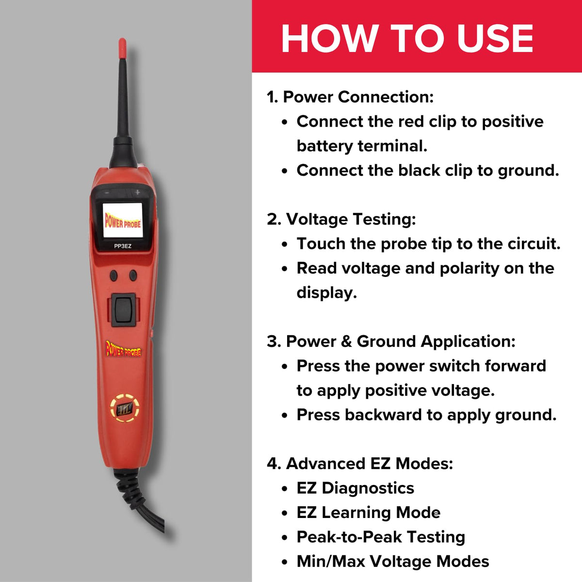 Power Probe 3EZ Circuit Tester with Diagnostic Mode (PP3EZREDCS)