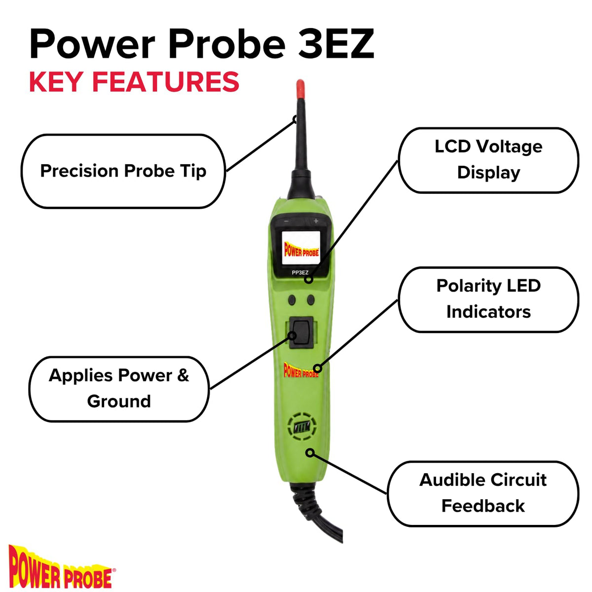 Power Probe 3EZ Circuit Tester with Diagnostic Mode (PP3EZGRNCS)