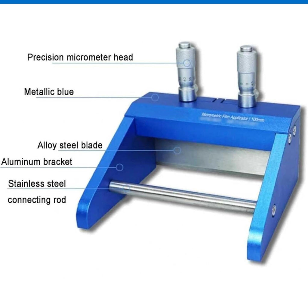 Wet Film Preparation Device, Adjustable Film Coating Applicator, Coating Thickness Range 0~6.5mm, with Micrometer, Film Casting Doctor Blade(60mm)