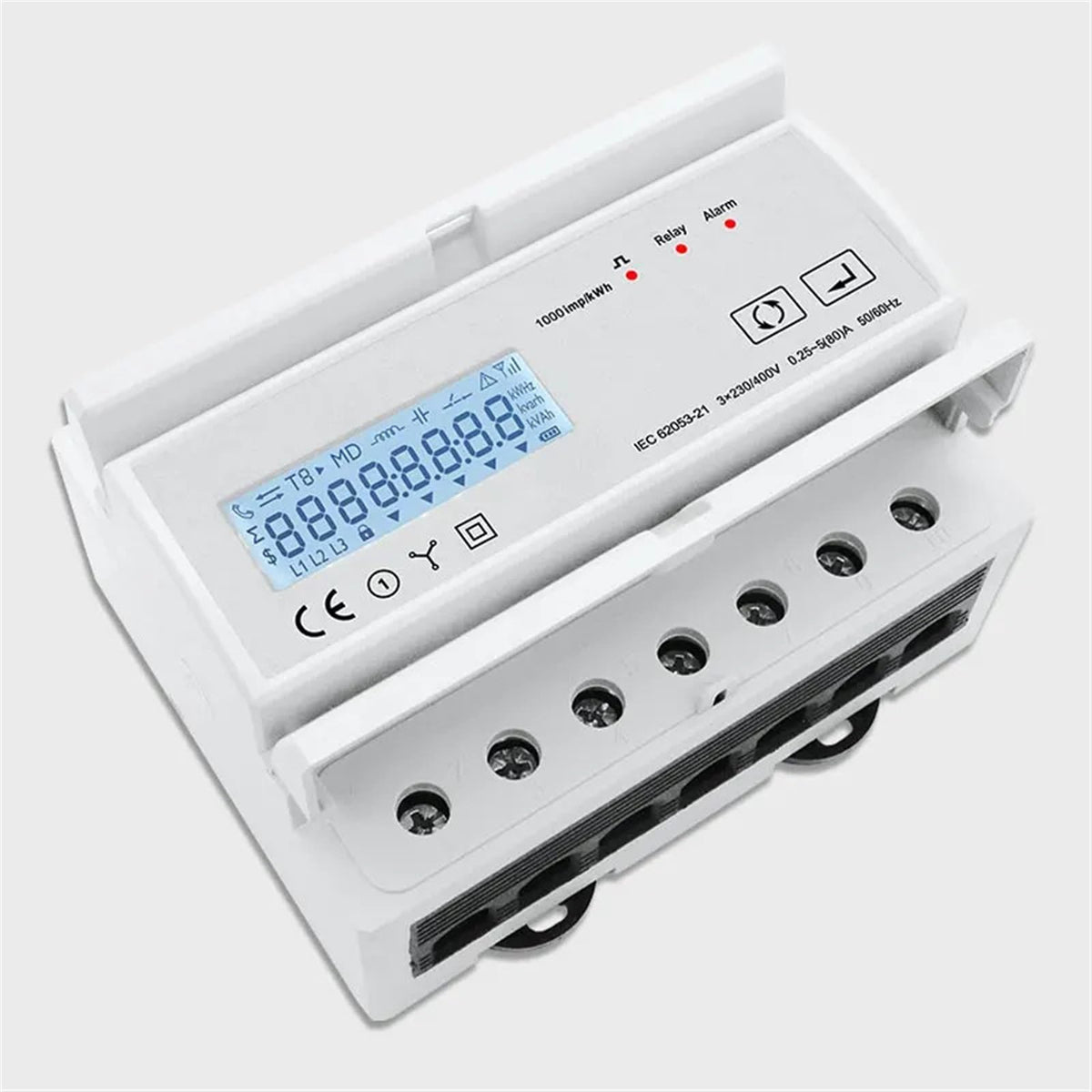 3P 2 Wire Energy Meter 3 * 230V 50/60Hz Timer Power Consumption Monitor KWh Wattmeter TAC7321C 1Pcs