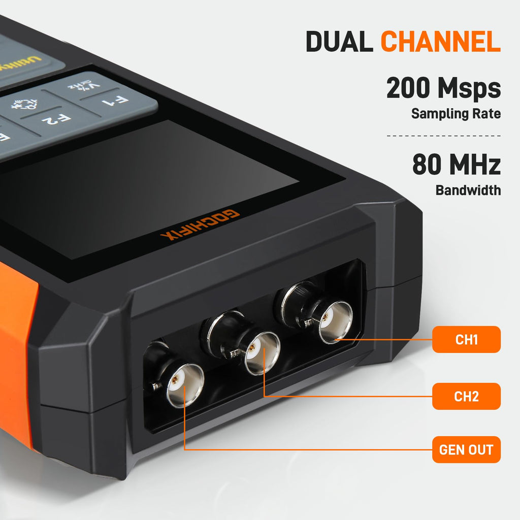 3-in-1 Handheld Oscilloscope Multimeter, 2-CH 80MHz 200MSa/s