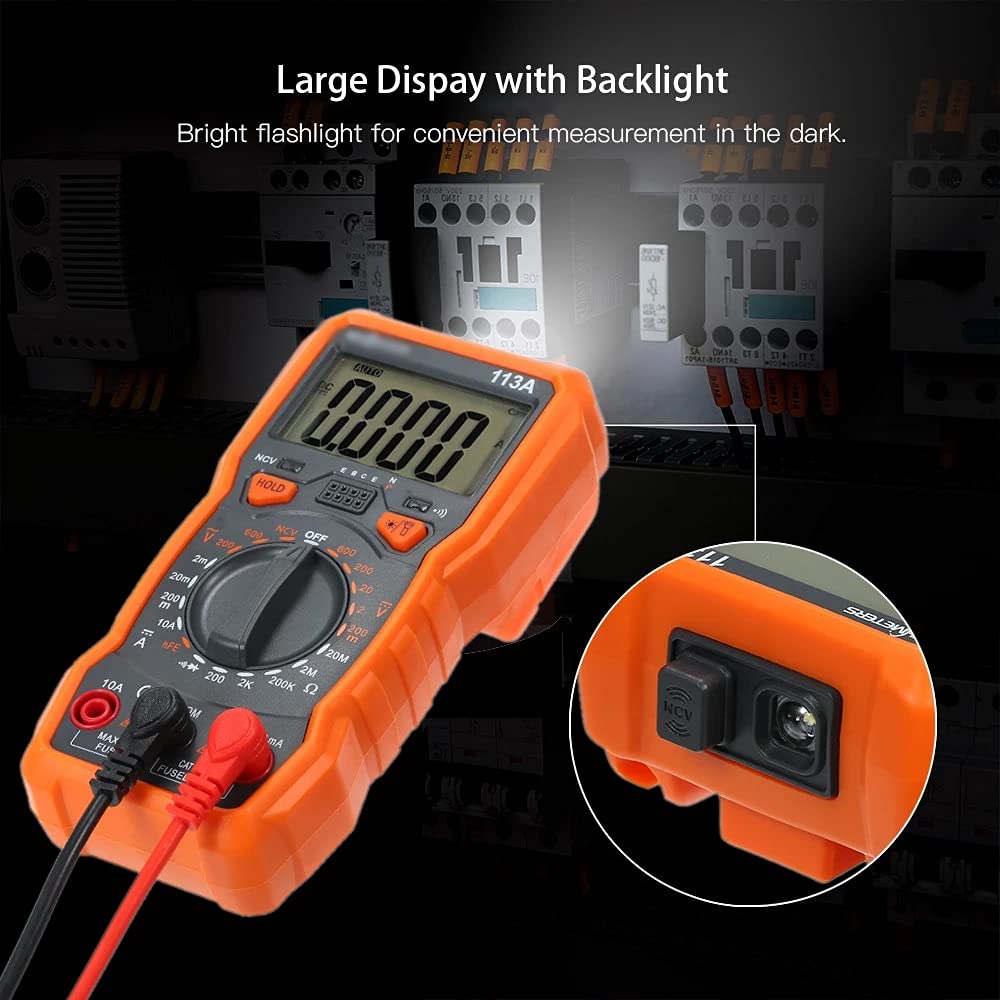RM113D NCV Digital Multimeter 6000 Counts Auto Ranging AC/DC Voltage Meter Flash Light Back Large Screen