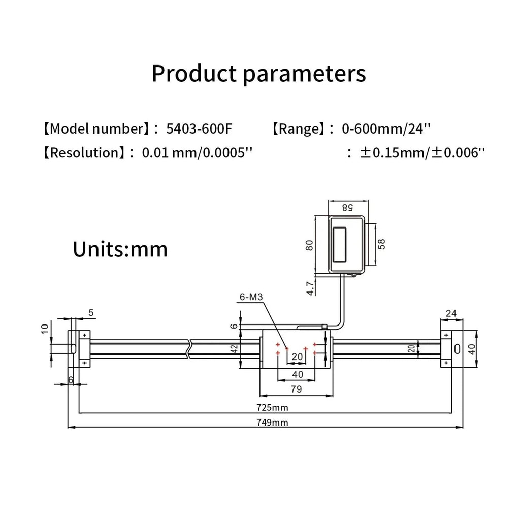 0-600mm Digital Linear Scale, Digital Readout Linear Scale