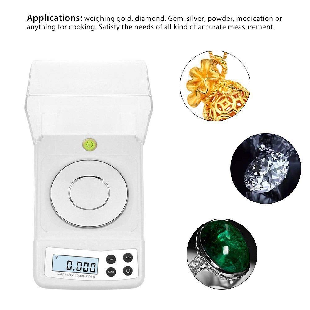 50g/0.001g Jewelry Scale High Precision Mini Electronic Scale for Gold Carat Diamond Weighing Laboratory Balance.