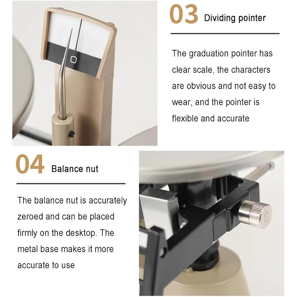 Double Pan Mechanical Balance Scale with Weights Set,0.1g to 2000g Precision,Lab & School Use