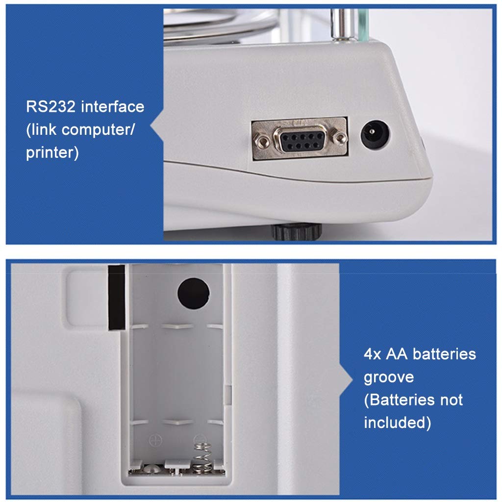 Scientific Scale Analytical Balance Electronic Digital Laboratory 0.01G High Precision Jewelry Scales Rs232 Interface LCD Display,150G/0.005G,300g/0.01g