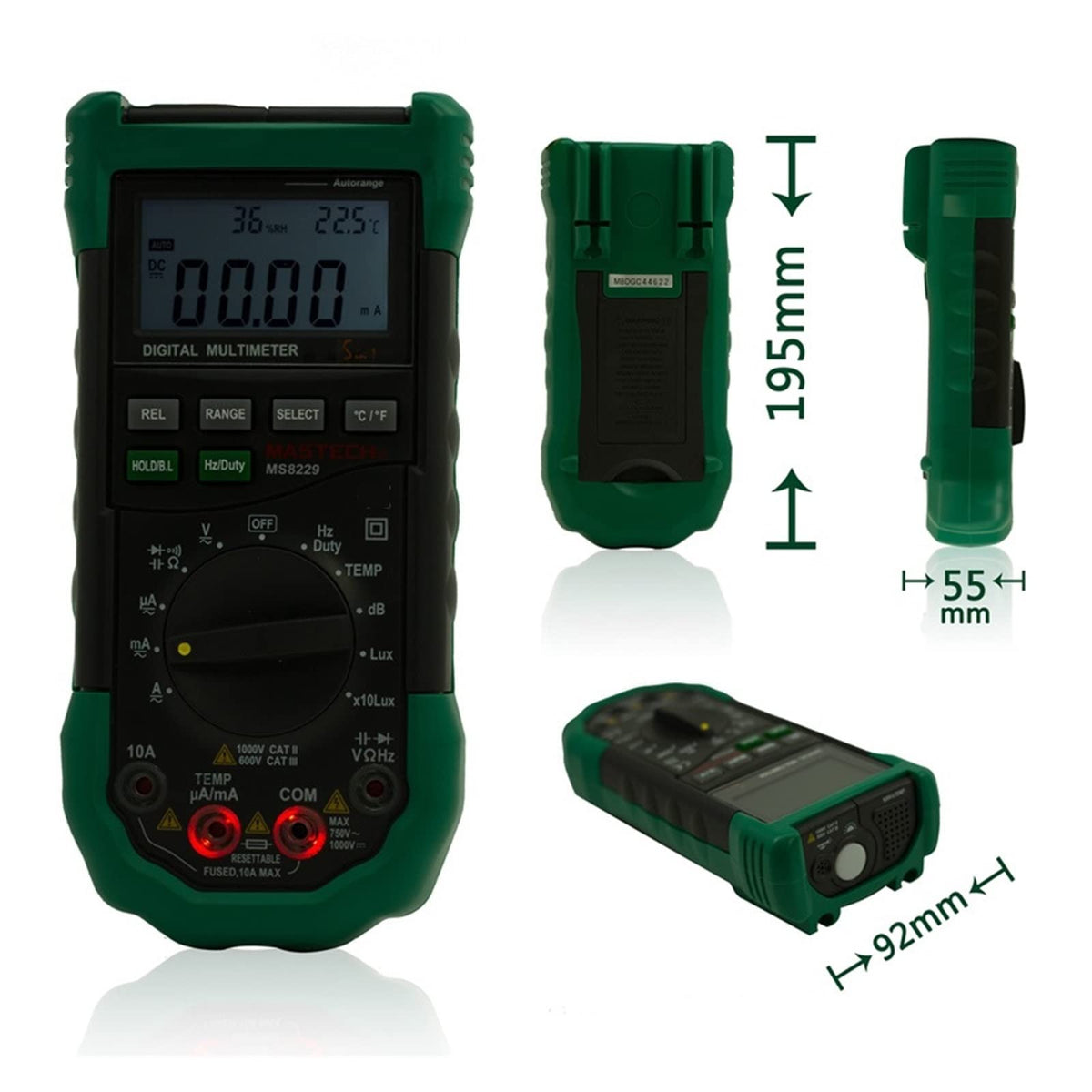 MS8229 5 In1 Auto Range Digital Multimeter Multifunction Sound Level Temperature Humidity Tester Meter Easy to Operate