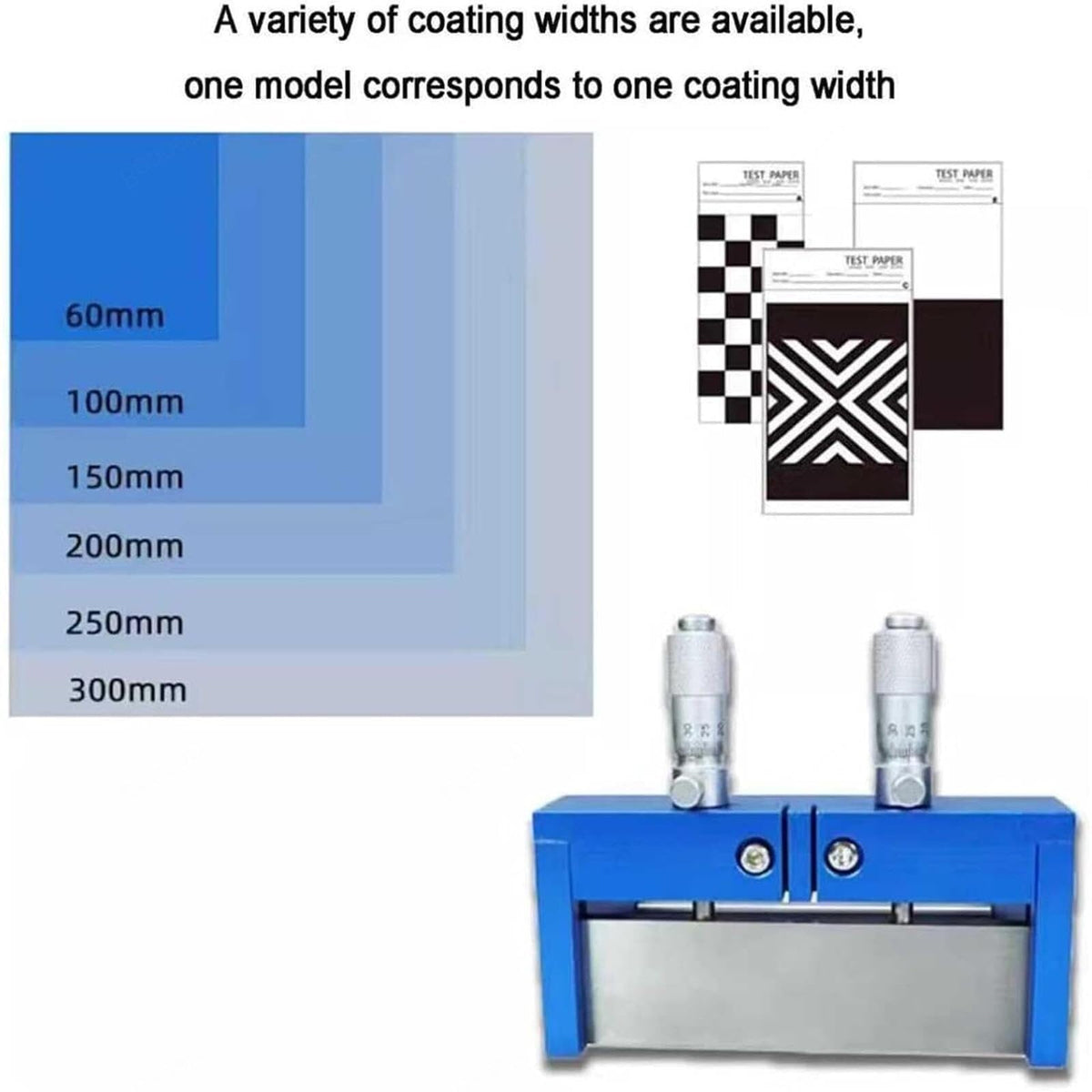 Wet Film Preparation Device, Adjustable Film Coating Applicator, Coating Thickness Range 0~6.5mm, with Micrometer, Film Casting Doctor Blade(60mm)