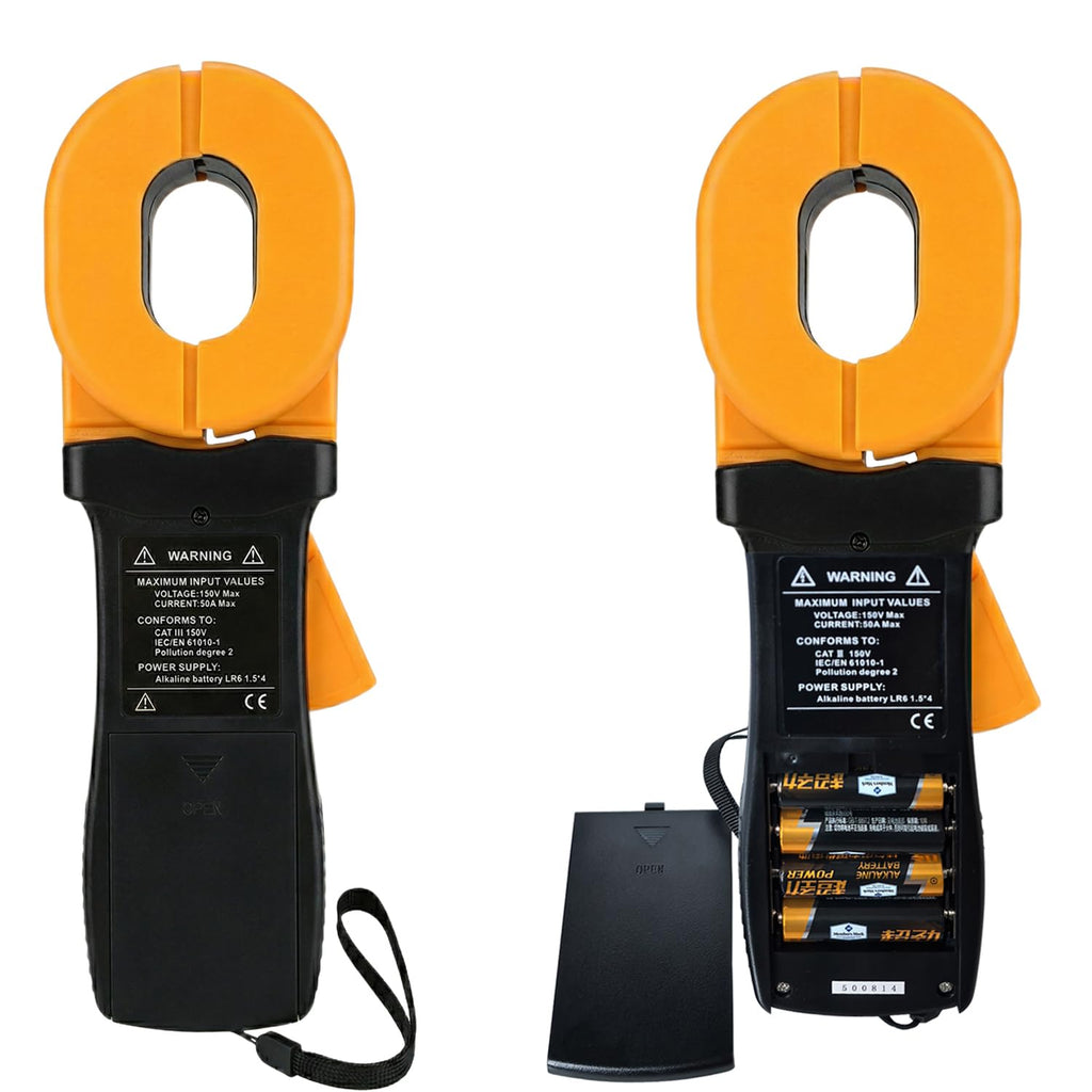 Professional Grade Clamp Ground Resistance Tester, Earth Ground Meter with Current Measurement, Data Storage, Alarm for Power Systems, Telecom and Industrial Use 0.01-500Ω