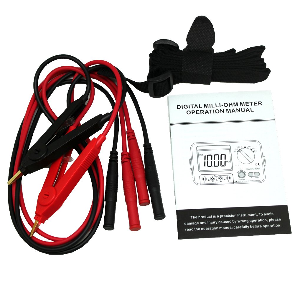AideTek VC480C Precision Milliohm Meters 4 Wire Kelvin Clip 0 Adjust Large LCD Backlit LCD Data Hold Manual Zero Display Adjust with Calibration Certificate