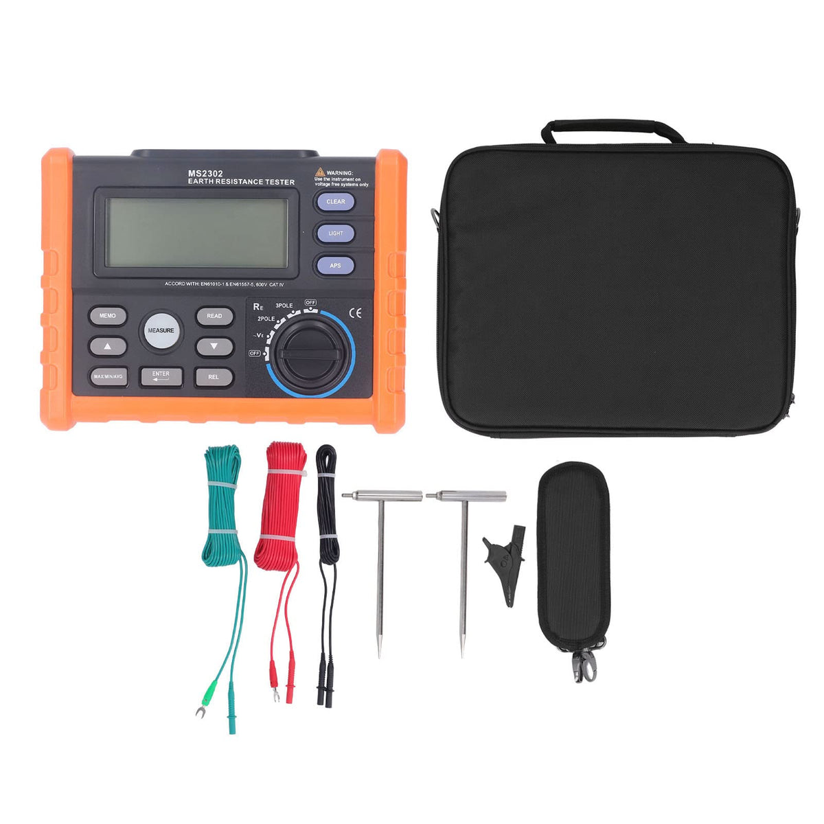 Ground Tester Backlit LCD Display Automatic Shutdown Earth Meter for Iron Tower Building 600V