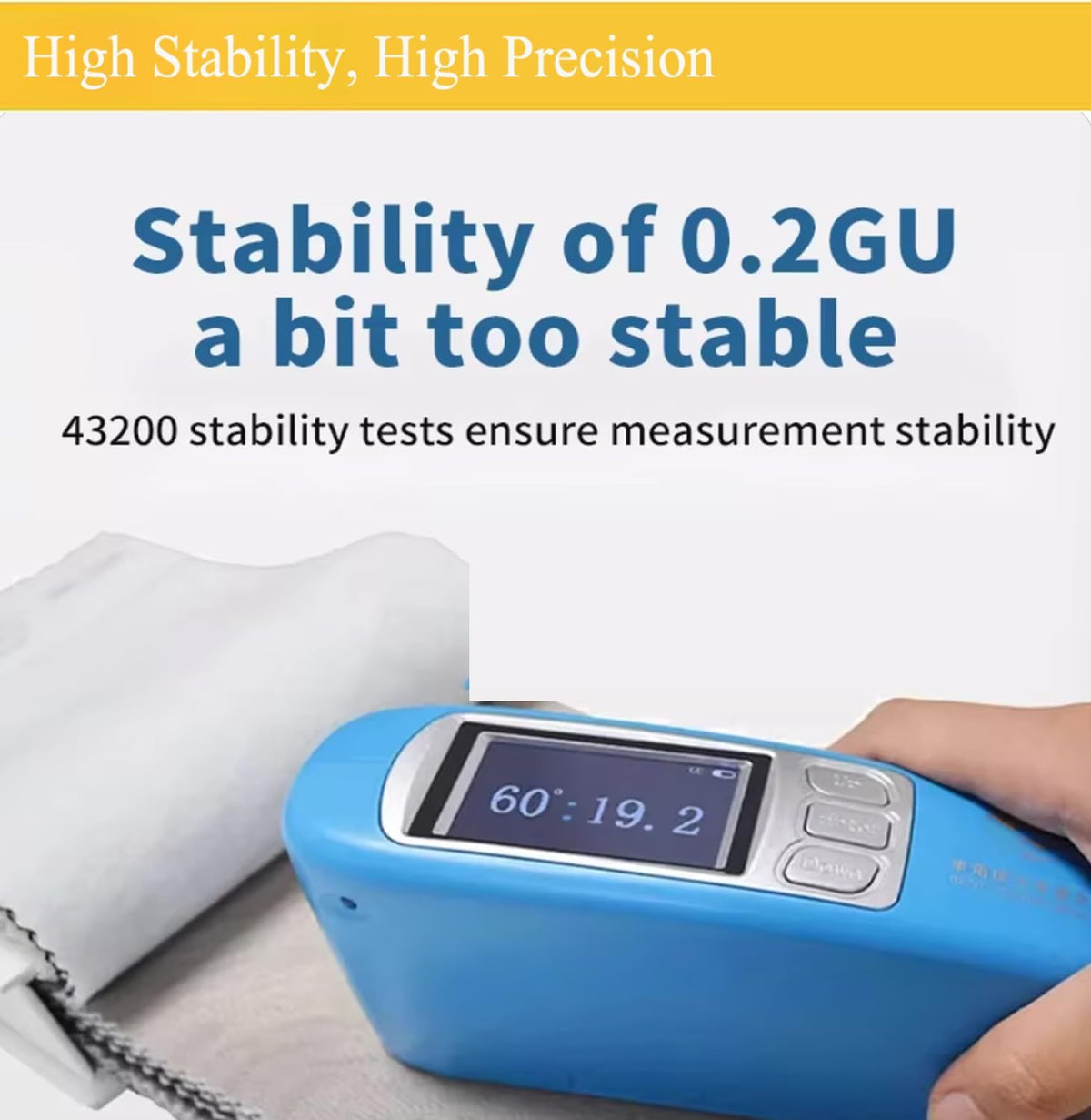 Digital Glossmeter 60 Degree Gloss Tester Non-Metallic Material Surface Gloss Measurement USB Interface Accuracy 0.2GU with 60 Degree Measuring Range 0 to 1000GU 10000 Groups Storage