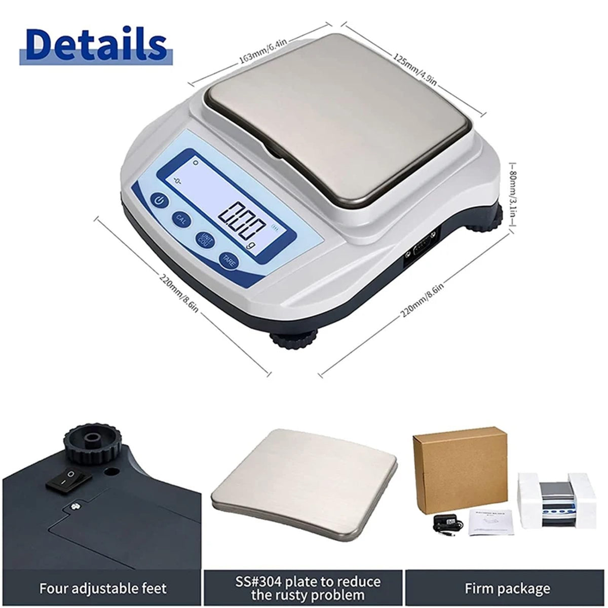 Analytical Balance, Precision Balance Lab Scale Analytical Balance Digital Weight Scales RS232C Interface Connect Printer Computer 5kg 0.01g Grams(5000g-0.01g Balance)