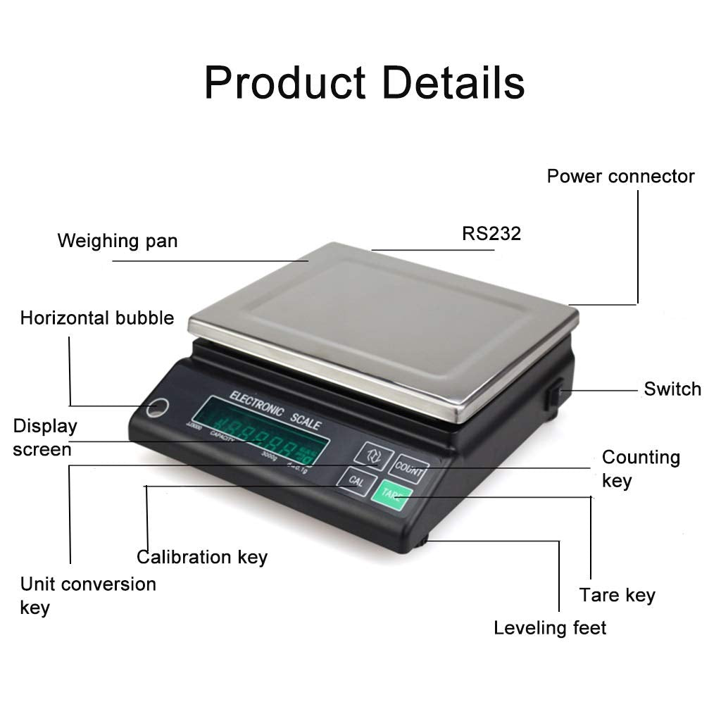 Electronic Analytical Balance 5000G Precision Lab Scale 0.1G Digital Laboratory Balance Kitchen Precision Weighing LCD Screens(2000g/0.1g)