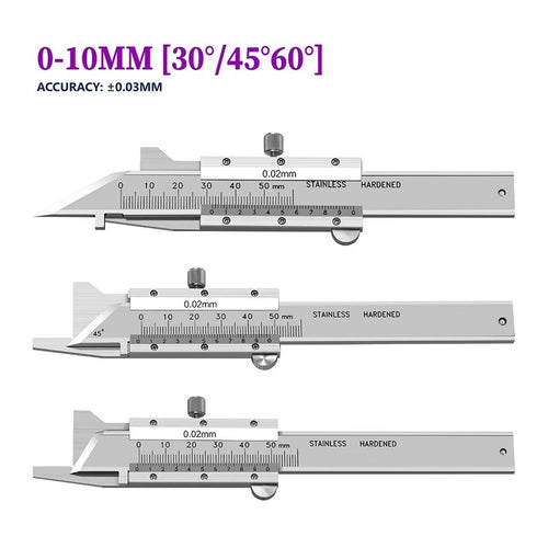 30° 45° 60° Vernier Chamfer Ruler 0-10mm 4CR13 Stainless Steel Chamfer Measurement Caliper Tools,0-10mm 45 Degrees