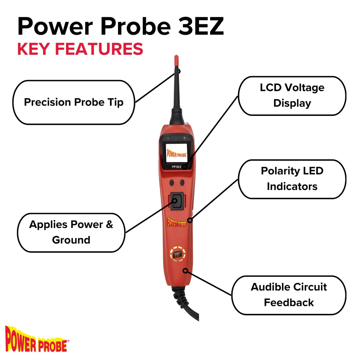 Power Probe 3EZ Circuit Tester with Diagnostic Mode (PP3EZREDCS)