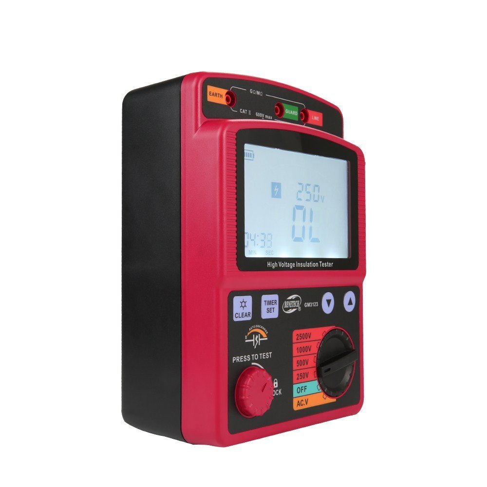 Digital High Voltage Insulation Tester, 250V/500V/1000V/2500V