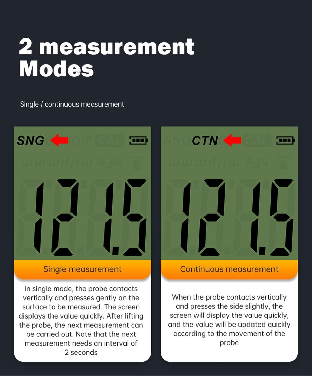 Thickness Gauges VC200 Coating Thickness Gauge for Car Paint Tester Coating Meter with LCD Backlight Ultra-Precise Fe and NFE
