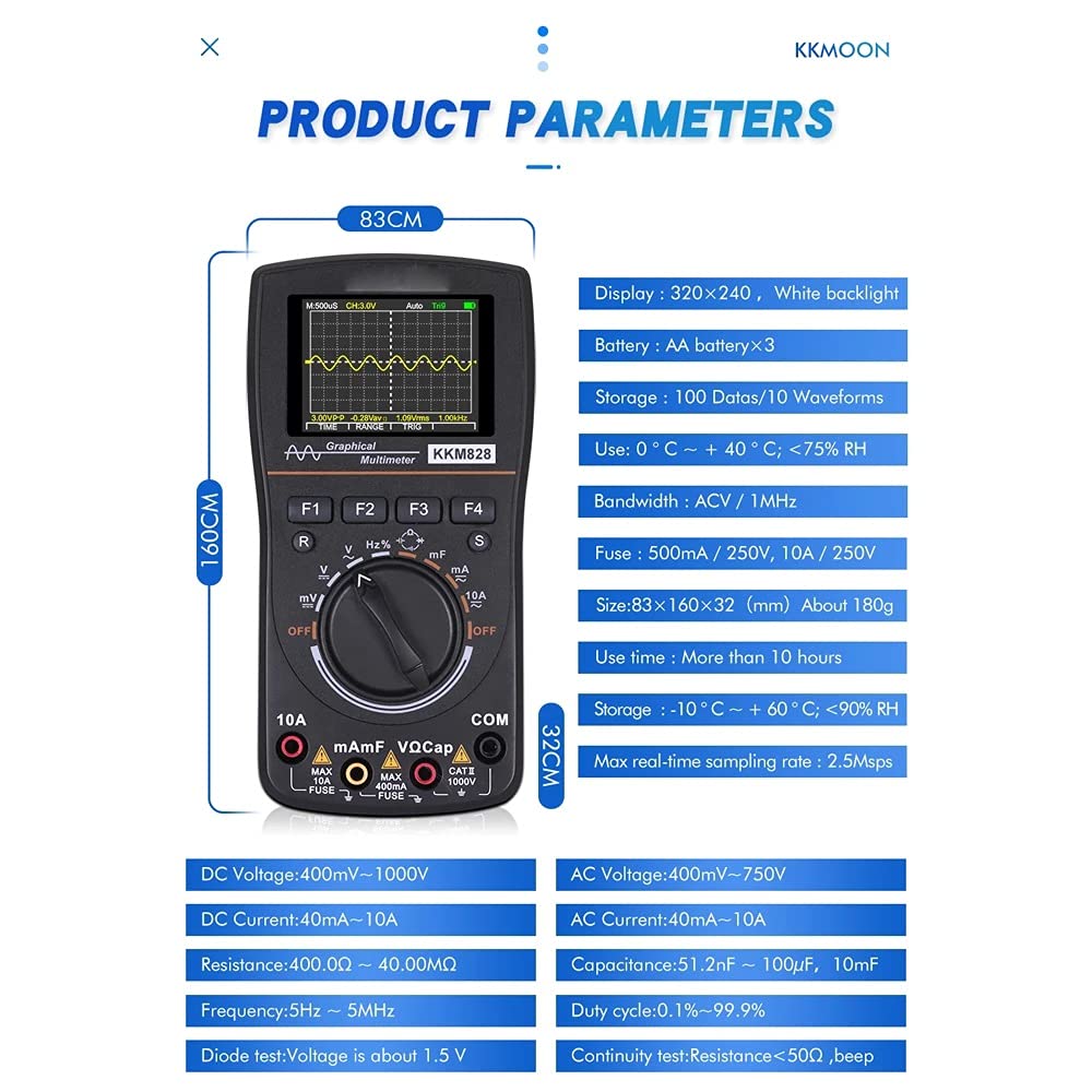 Intelligent Oscilloscope kkm828 High Definition Graphical Digital Multimeter with 2.4 Color Screen