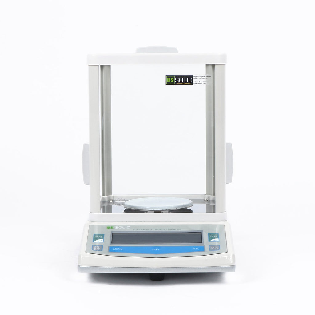 U.S. Solid Analytical Balance, 500g x 0.001g/1mg High Precision Lab Scale, Digital Balance - 5 Weighing Units, Glass Draftshield, RS232 Interface & Piece Counting, 200g Calibration Weight