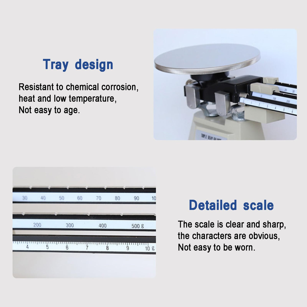 Triple Beam Mechanical Balance Scale, 0.1g-2610g Lab Analytical Weight Set with 3 Weights, Accuracy 0.1g, No Need Battery, for Electronics, Scientific Research, Food