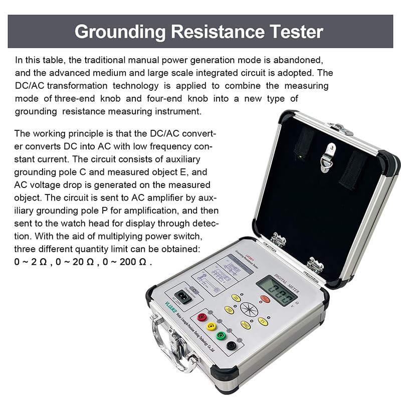 Digital Grounding Resistance Tester DC/AC Resistance Meter Instrument