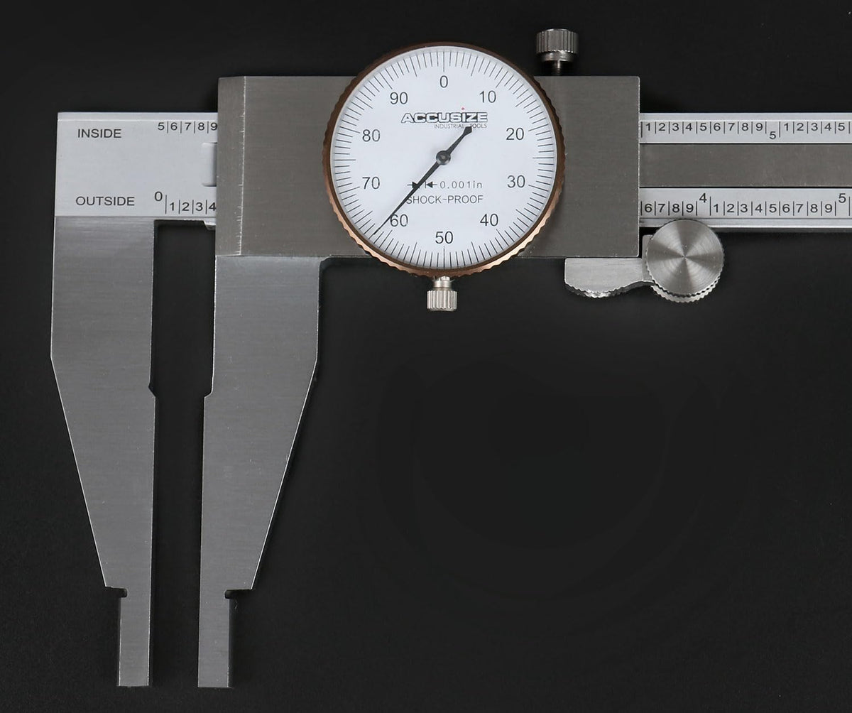 Accusize Heavy-Duty Dial Caliper, 0-24", Stainless Steel