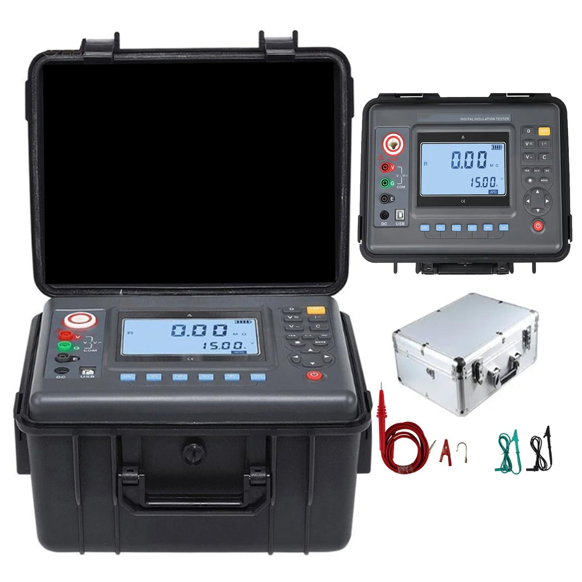High Voltage Insulation Tester 5kv Insulation Resistance Tester with Rated Voltage 100V 250V 500V 1000V 2500V 5000V Range 0.01MΩ-10TΩ Resolution 0.01MΩ for Motors Cables Electrical Equipment