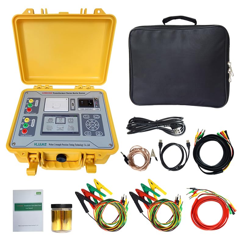 Transformer Turns Ratio Tester Multi-Functional Kit TTR Tester Transformer Ratio Group Tester with Li Battery, 3 Phase Single Phase Ratio Meter, PT CT, Polarity Testing