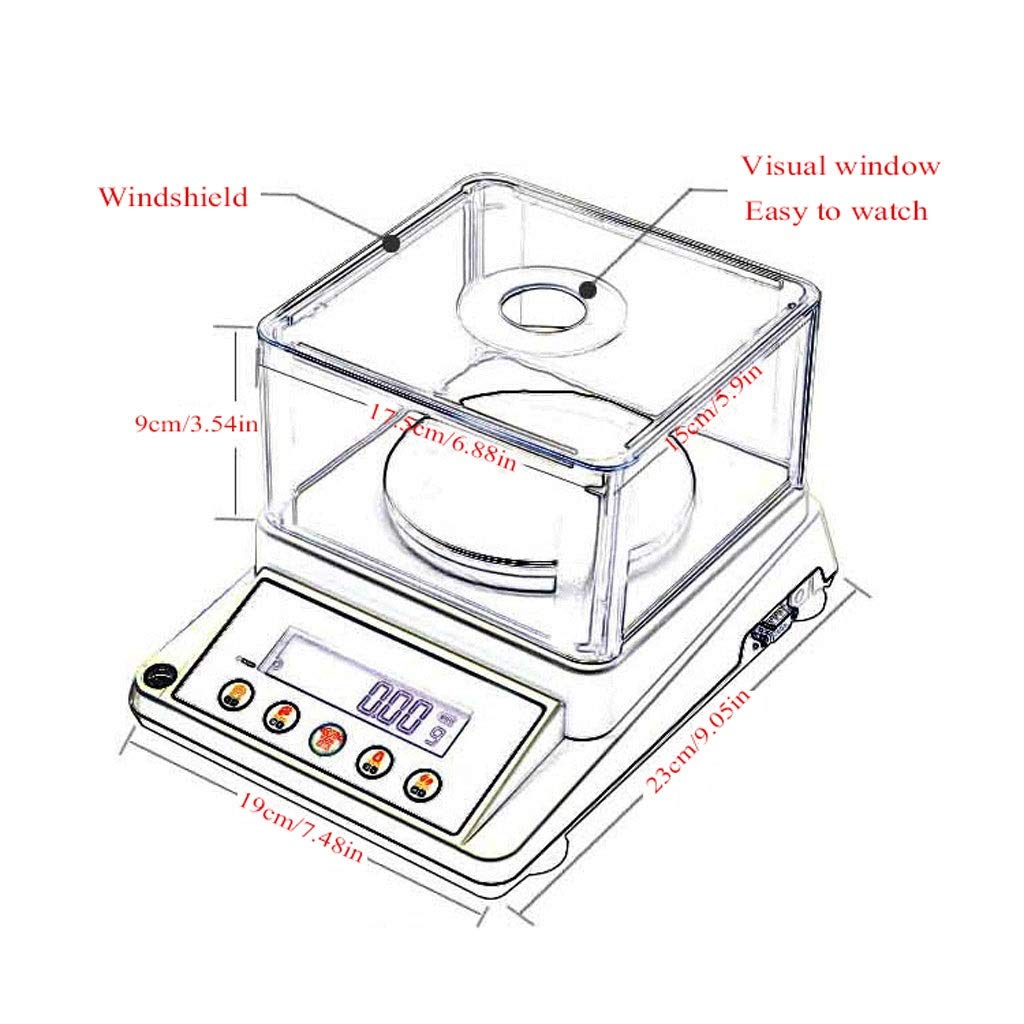 Digital Precision Electronic Scale Lab Analytical Balance High Accurate Scientific 1mg Weighing Jewelry Scales with Windshield (210g/0.01g)