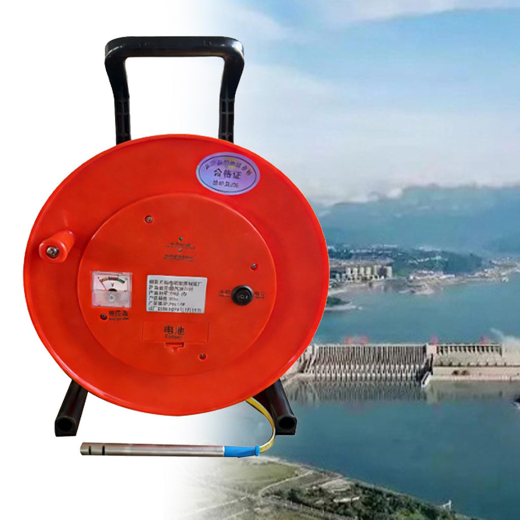 Water Level Meter, Deep Well Borehole Level Measuring Tool with Stainless Steel Probe, Steel Tape Reel, LED Display 100m(50M/164FT)