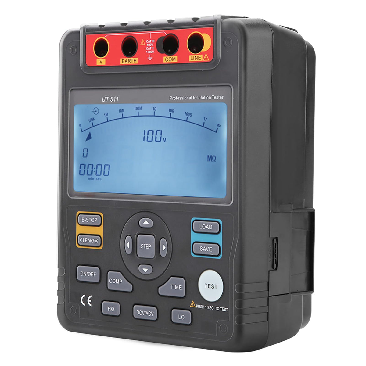 UT511 Digital Insulation Resistance Tester for Quick Motor Diagnosis, Auto Range Megohmmeter with LCD Backlight, 1000V Output, 1 Unit