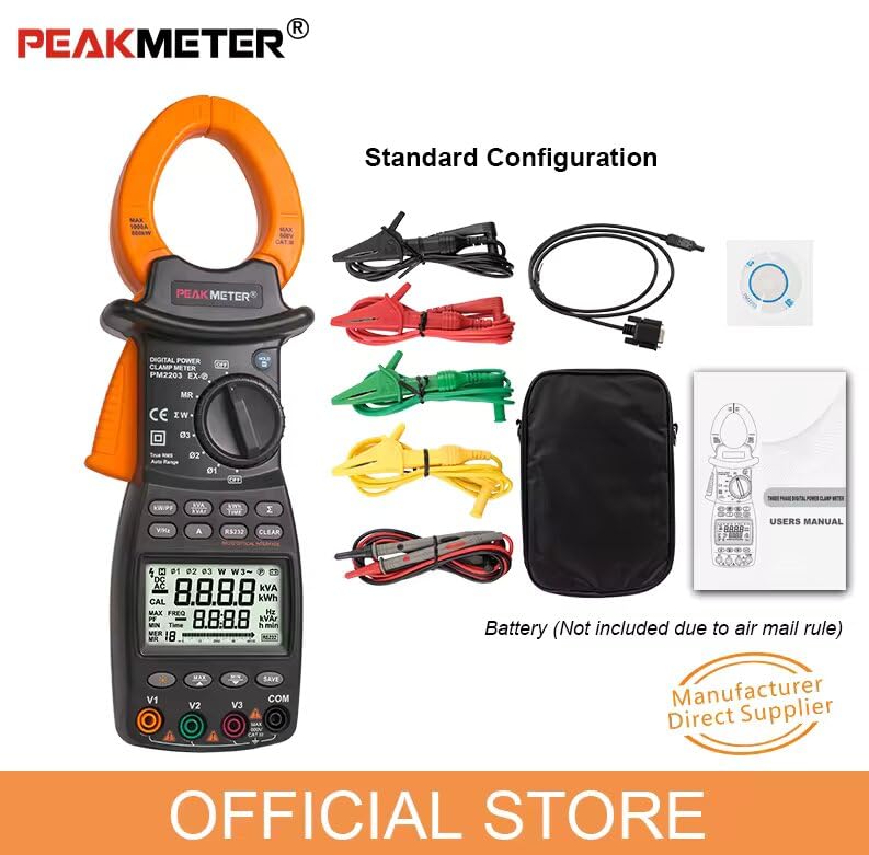 MS2203 Clamp Multi tester Intelligent Harmonic Power Tester Clamp Power Meter with Current Test and Power Testing 3-Phase Auto Multimeter