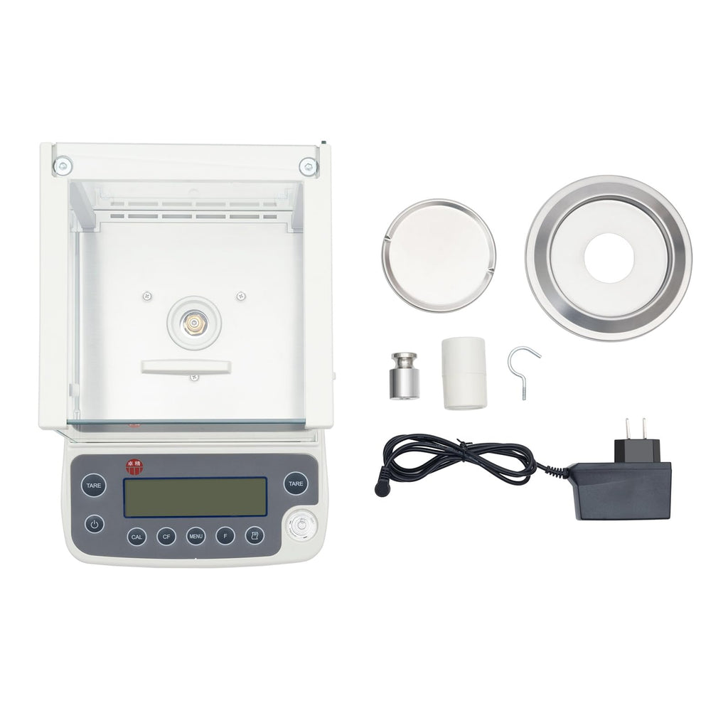 0.0001g Analytical Balance, 120g Digital Lab Scale with Glass Draft Shield & Weighing Pan & 100g Standard Weight, 18 Units High Precision Digital Balance for Jewelry Gold Store Lab