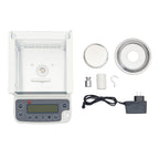 0.0001g Analytical Balance, 120g Digital Lab Scale with Glass Draft Shield & Weighing Pan & 100g Standard Weight, 18 Units High Precision Digital Balance for Jewelry Gold Store Lab