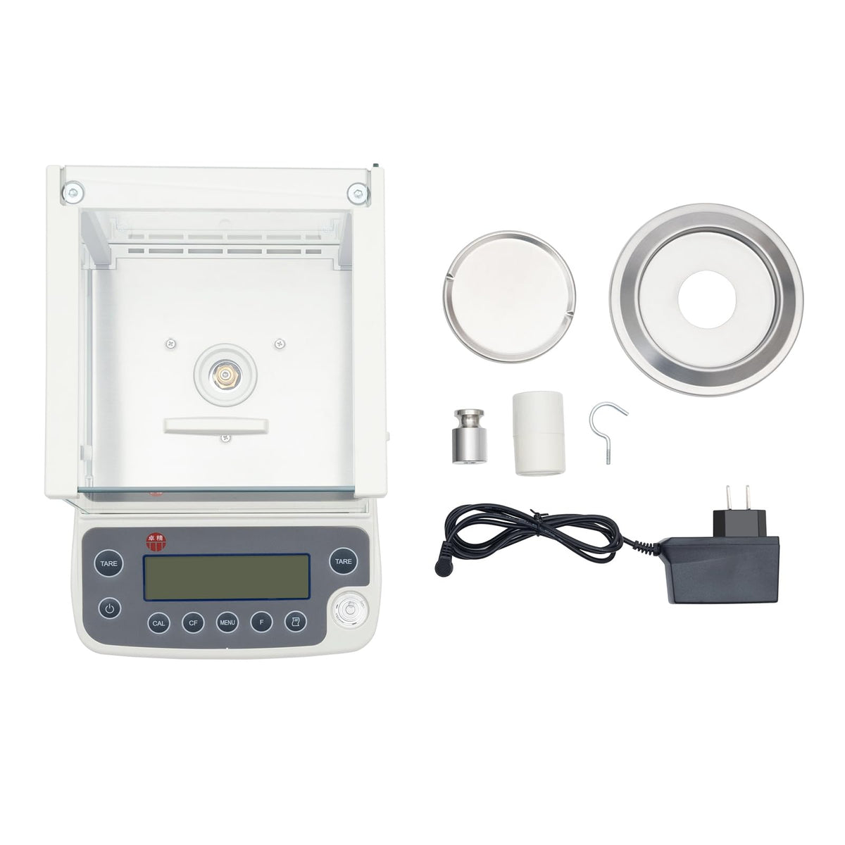 0.0001g Analytical Balance, 120g Digital Lab Scale with Glass Draft Shield & Weighing Pan & 100g Standard Weight, 18 Units High Precision Digital Balance for Jewelry Gold Store Lab