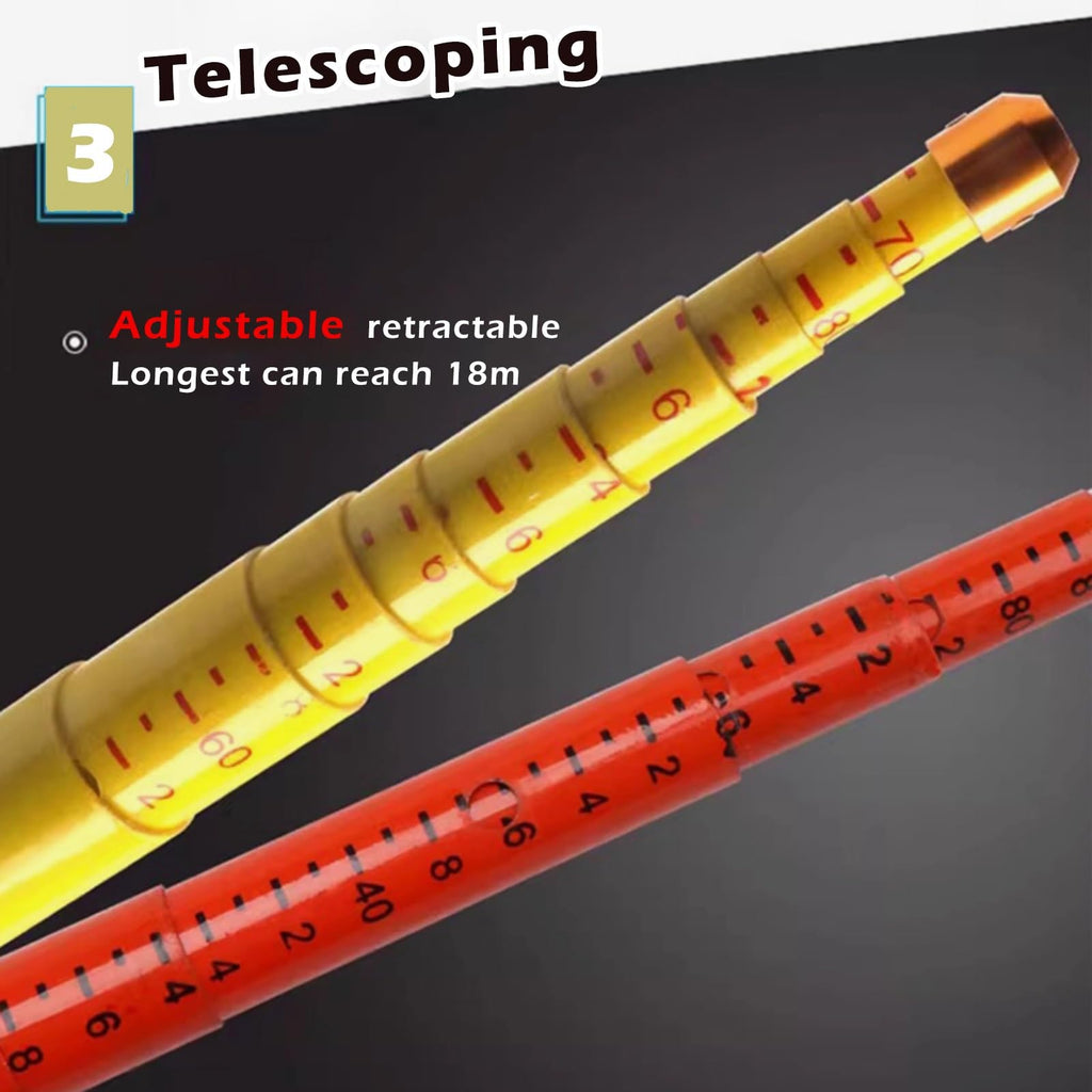 Adjustable Height Measuring Stick for Electricians - 19.7ft Telescoping Ruler for Linemen, Epoxy Resin Tower Measurement Tool for Substation & Forestry Work