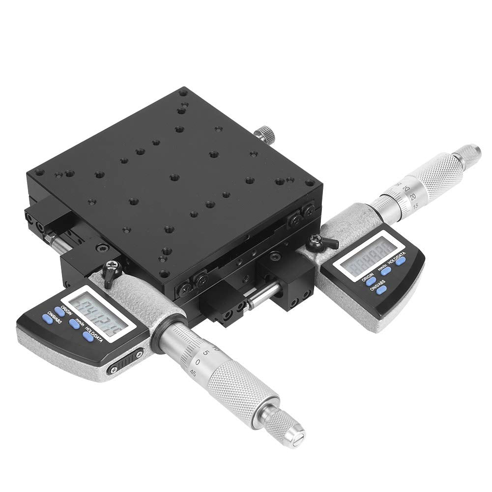 100x100mm Micrometer Stage Platform, Aluminum Alloy Black Oxide, Digital Adjustment, Strong Load Capacity, Measurement for Machinery and Optical Lab, Cross Roller Linear Stage