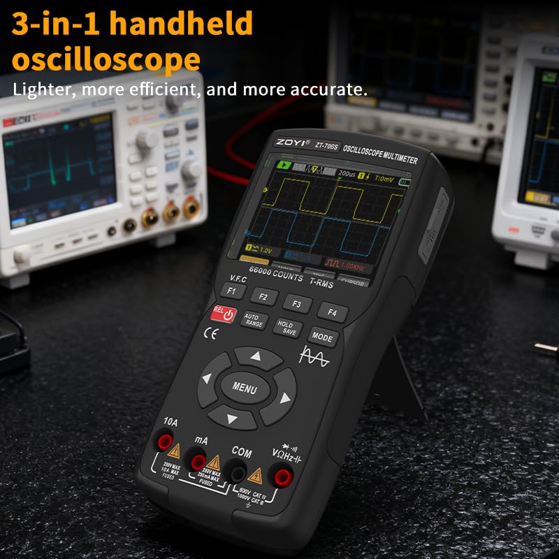 ZT-706S 3-in-1 Oscilloscope Multimeter, 50MHz Bandwidth, 66000-Count Display, 10M Signal Generator, Electrician Repair(ZT-706S+Probe)