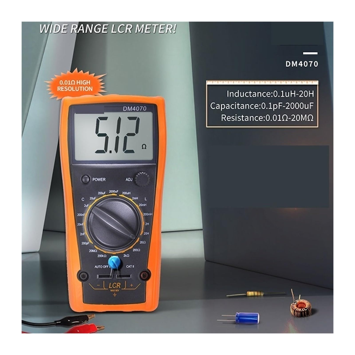 LCR Meter Digital 20H Inductance 2000uF Capacitance 20M Ohm Resistance Self-dischar R C LCD Brid Multimeter Tester
