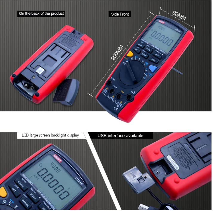UNI-T Uni-Trend Multimeter clamp Meter UT71A/UT71B/UT71C/UT71D/UT71E Middle Size Intelligent Digital Multimeter AC/DC Volt Ampere Ohm Capacitance Temperature Test Meter(UT71A)
