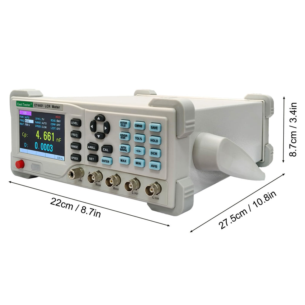Upgraded ET4401 LCR Meter100Hz–10kHz Programmable Benchtop Analyzer 0.2% Accuracy 10 Test Frequencies 5-Digit TFT Display Inductance Capacitance Resistance Tester Sorting Function Kelvin clamp