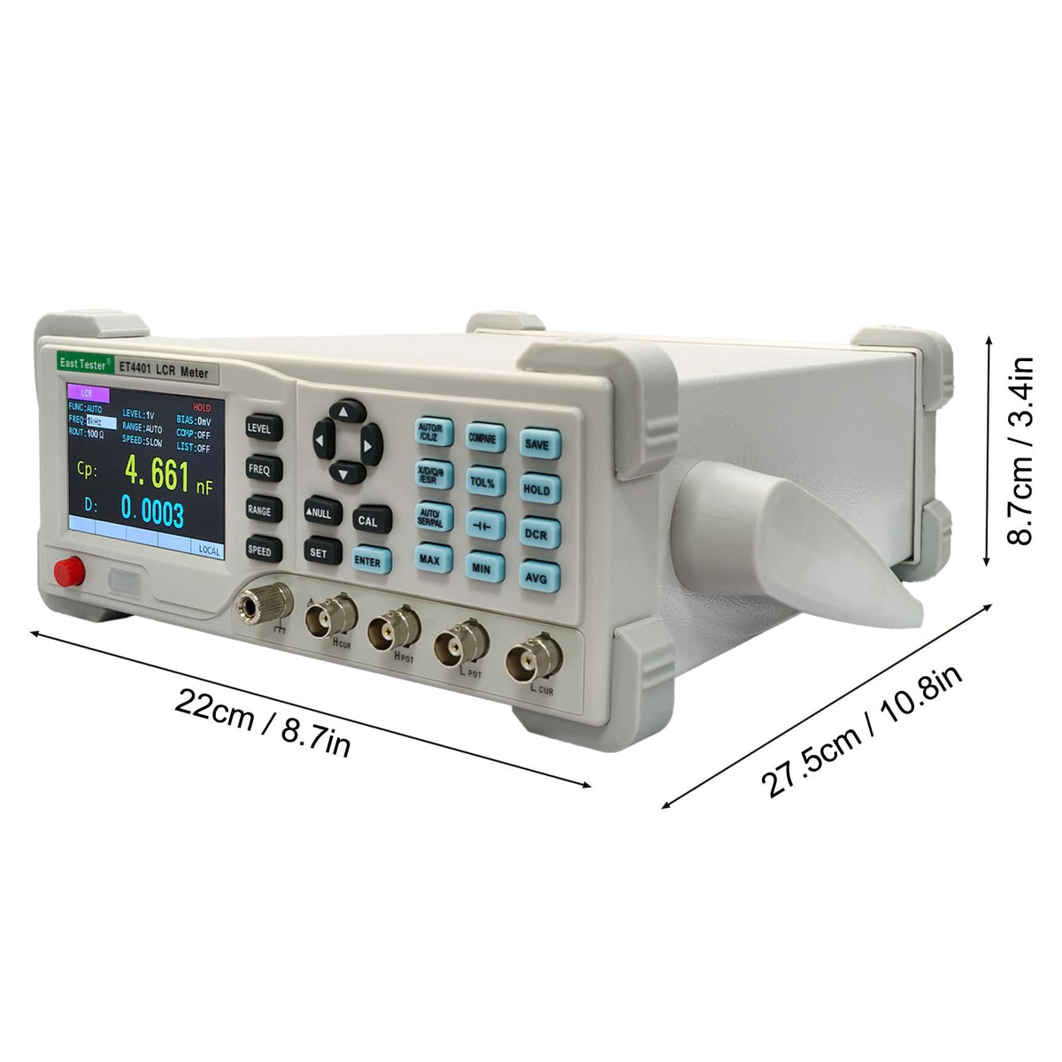 Upgraded ET4401 LCR Meter100Hz–10kHz Programmable Benchtop Analyzer 0.2% Accuracy 10 Test Frequencies 5-Digit TFT Display Inductance Capacitance Resistance Tester Sorting Function Kelvin clamp