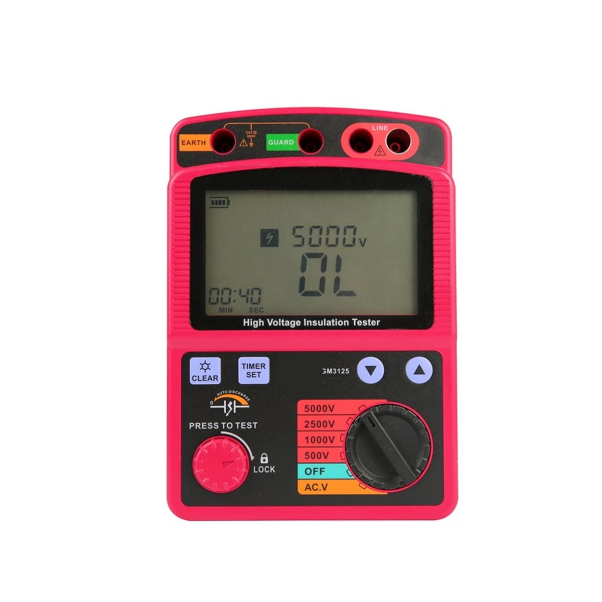 ROROLL LCD High Voltage Insulation Tester Portable Digital Insulation Resistance Meter DC/AC Voltage Tester Auto Discharge for Electrical Industry