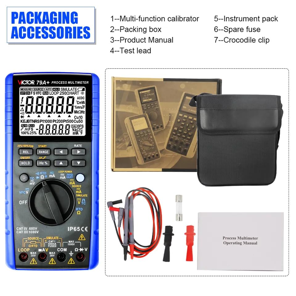 Victor/RuoShui 79A+ Digital Multimeter Dual Color Plastic Mold Shell Design and Compliance with IP65 dust and Waterproof Grade(Victor 79A+)