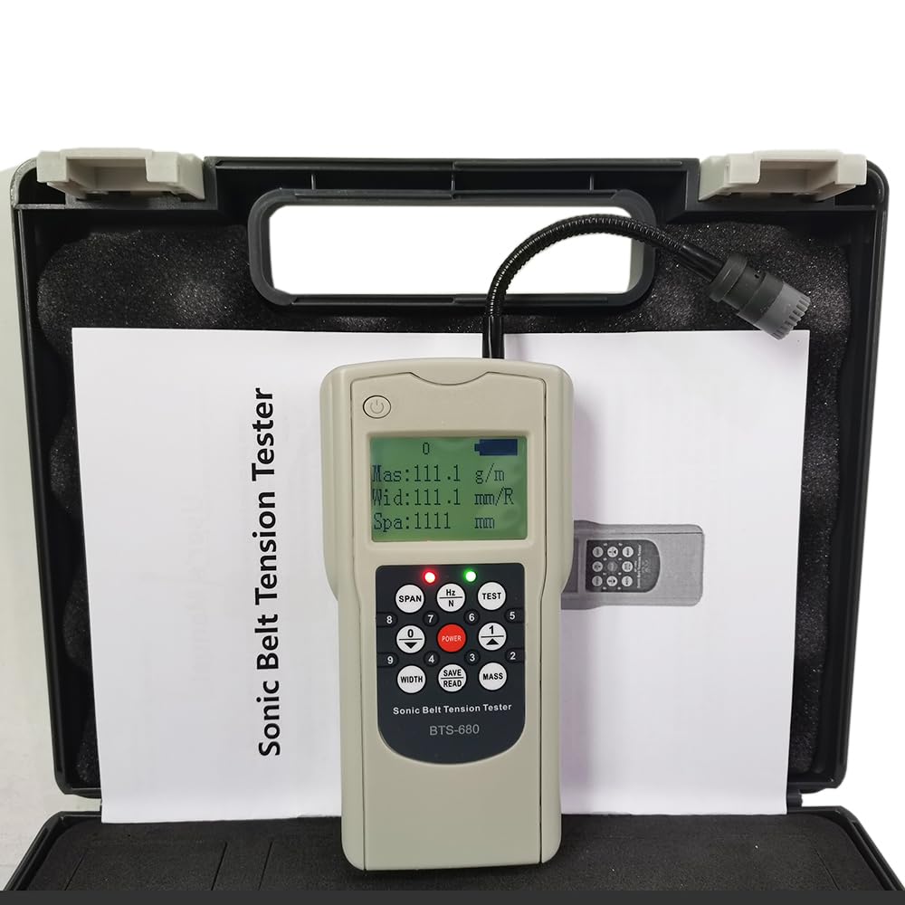 Sonic Belt Tension Tester Meter Belt Tension Measuring Instrument with Measuring Range 10HZ-680HZ Stored 20 Set Belt Parameters