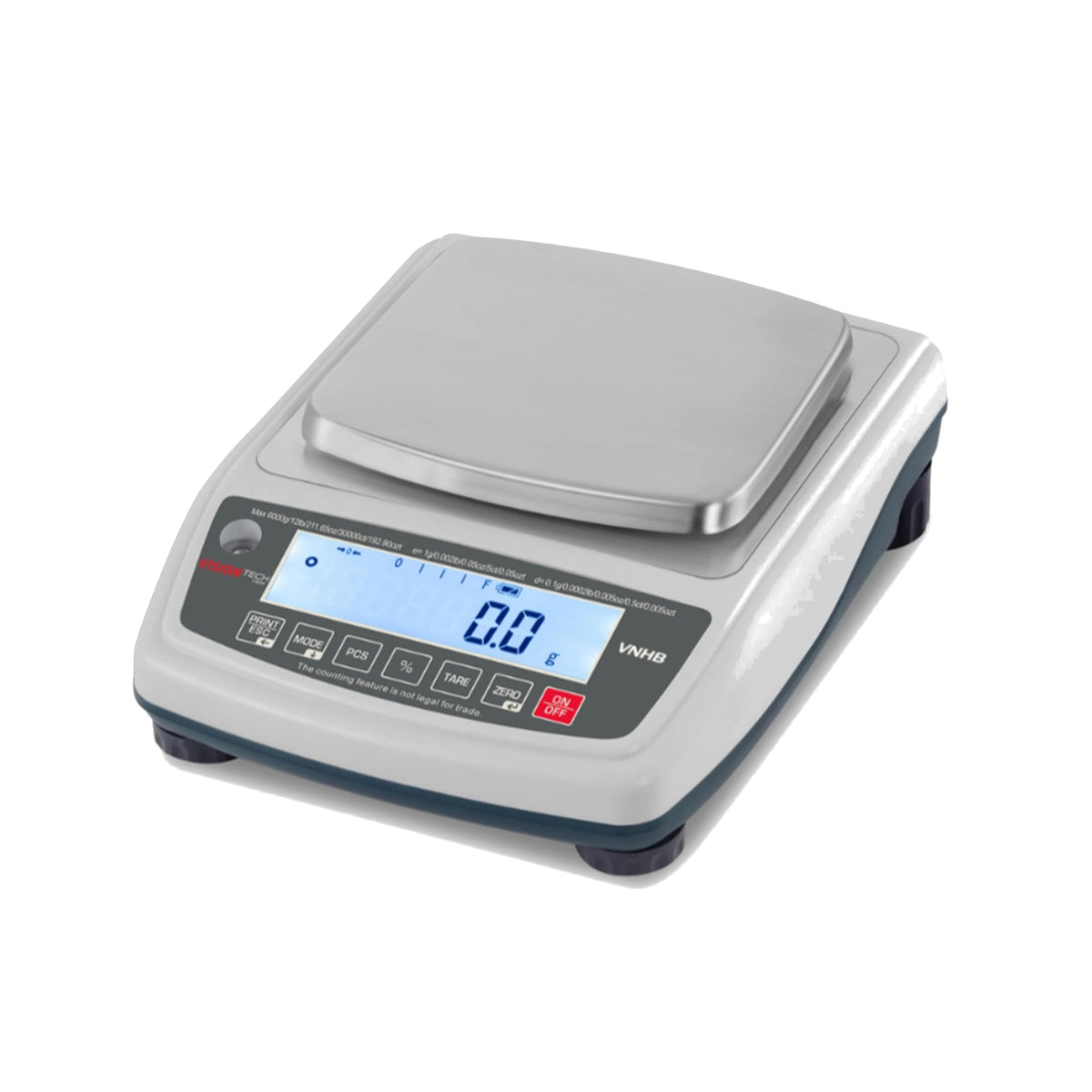 VisionTechShop VNHB-6000 Compact Balance Jewelry and Laboratory Lab Scale, g/lb/oz/ct/ozt Switchable, 6000g Capacity, 1g Readability, NTEP Legal for Trade COC #24-056